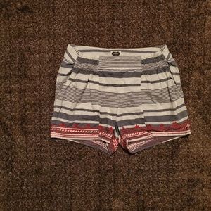 Mud Pie Kira Embroidered Chambray Stripped shorts
